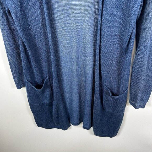 J. Jill Great‎ Seaside Blue Open Long Linen Blend Pocket Cardigan Womens Size XS - Picture 4 of 8
